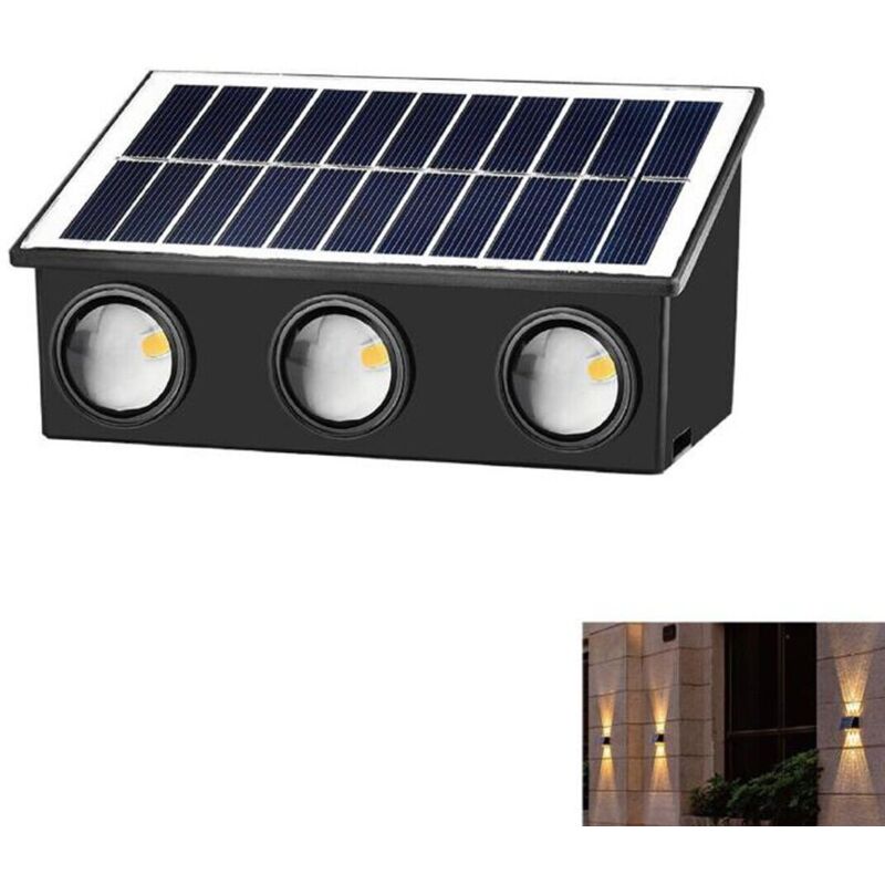 foto del prodotto applique lampada 6 led muro parete solare ip65 bianco caldo giardino te b0575