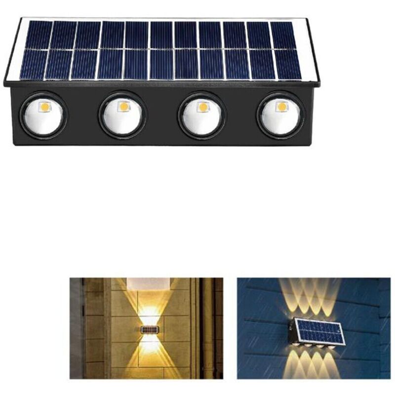 foto del prodotto applique lampada 8 led muro parete solare ip65 bianco caldo giardino te b0578