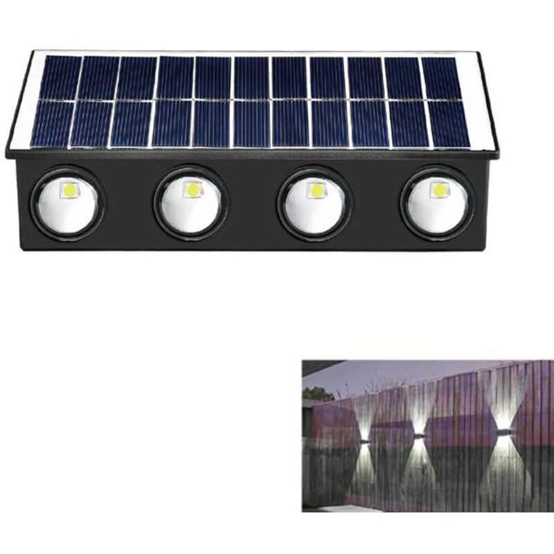 foto del prodotto applique lampada 8 led muro parete solare ip65 bianco freddo giardino te b0577
