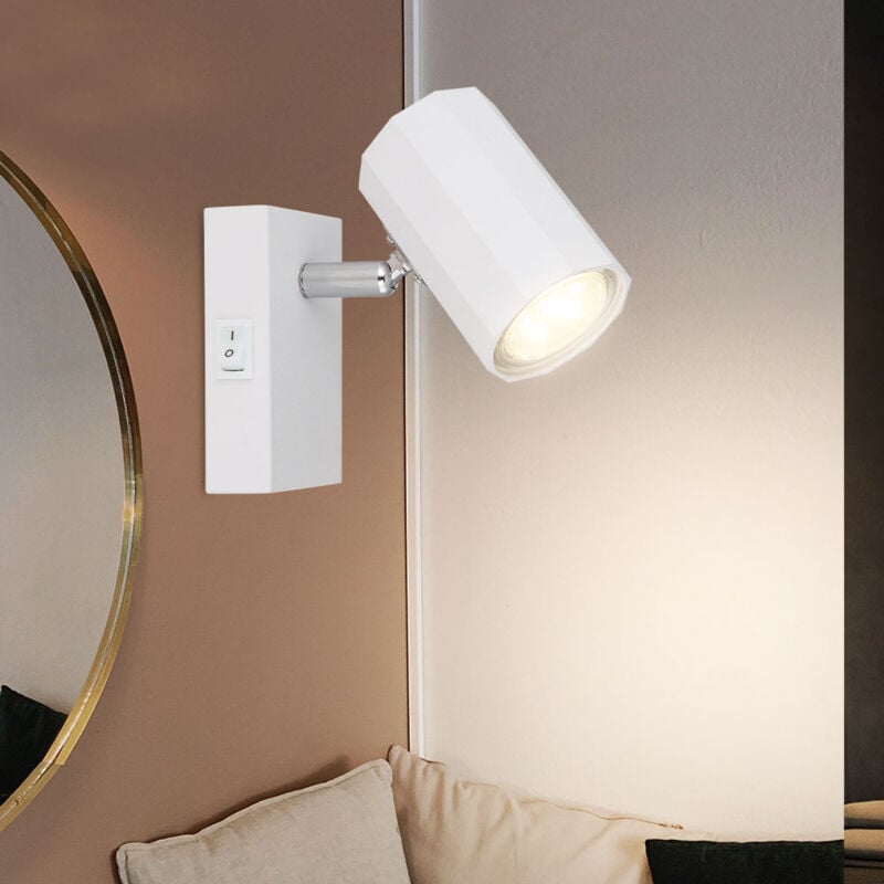 foto del prodotto applique lampada da parete lampada da camera da letto con faretto mobile camera da letto bianca, alluminio, metallo, 1x gu10, lxhxp 7x14x14,5 cm