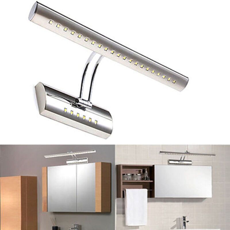 foto del prodotto applique lampada da parete muro specchio bagno 27 led 5050 luce calda cromato