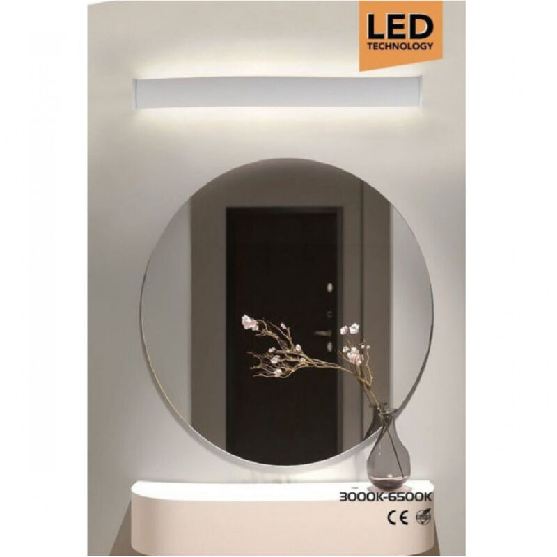 foto del prodotto applique lampada da specchio lineare luce up down 3000k-6500k 18 watt 51 cm f11 - - trade shop traesio