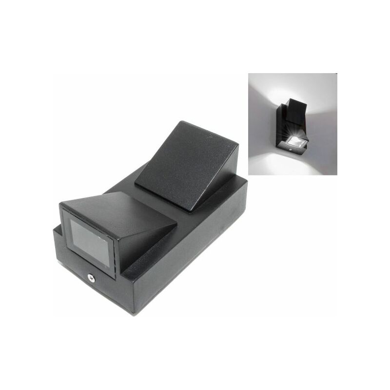 foto del prodotto applique lampada faretto per uso esterno a led luce 6500k 10w nero luce a 2 vie