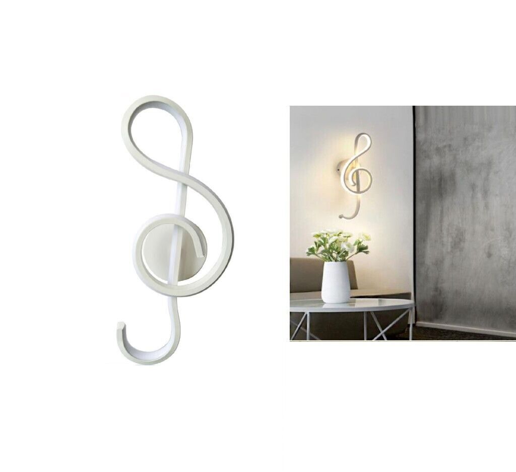 foto del prodotto applique lampada interno moderna parete muro note musicali 14w luce naturale 90