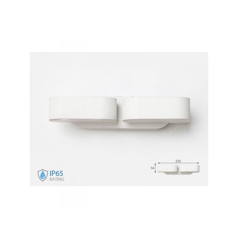 foto del prodotto applique lampada led da muro ovale 12w 3000k carcassa bianca con doppia testa ruotabile ip65 sku 8292