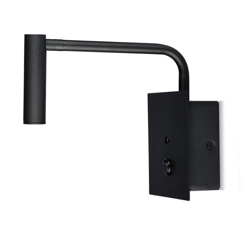 foto del prodotto applique lampada led da parete hotel per lettura 3w 3000k con interruttore e caricatore usb 5v 2a colore nero sku 211487