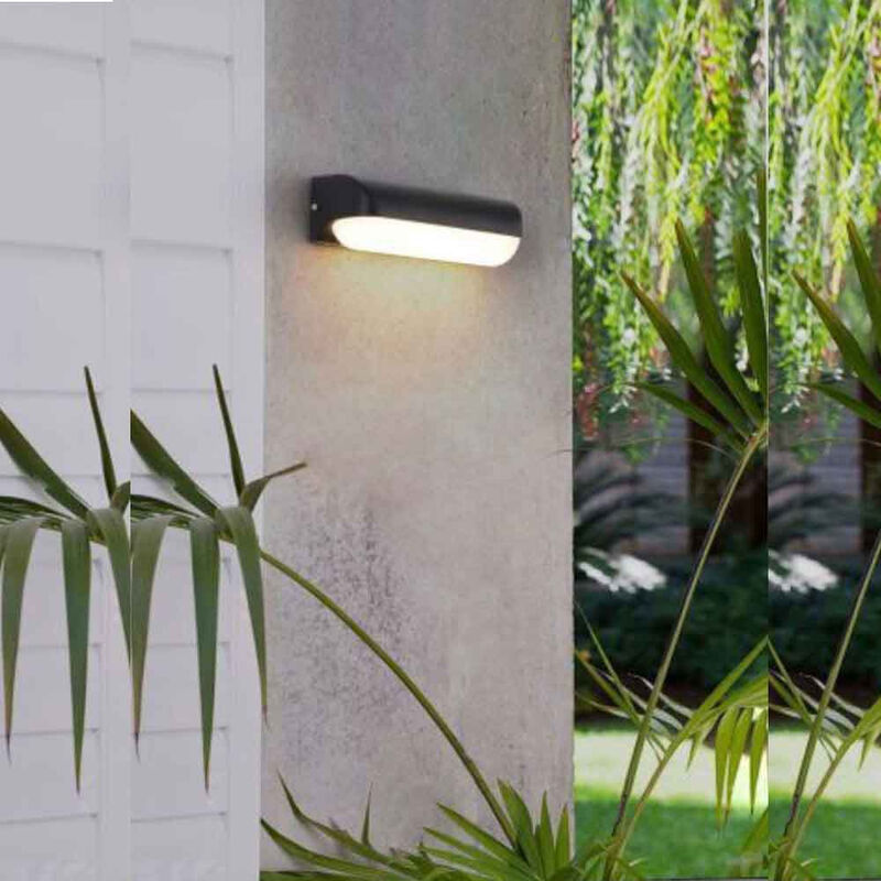 immagine 0 del prodotto applique lampada led per esterno 12 watt plafoniera per balconi terrazzi nera luce calda 3000k ip65