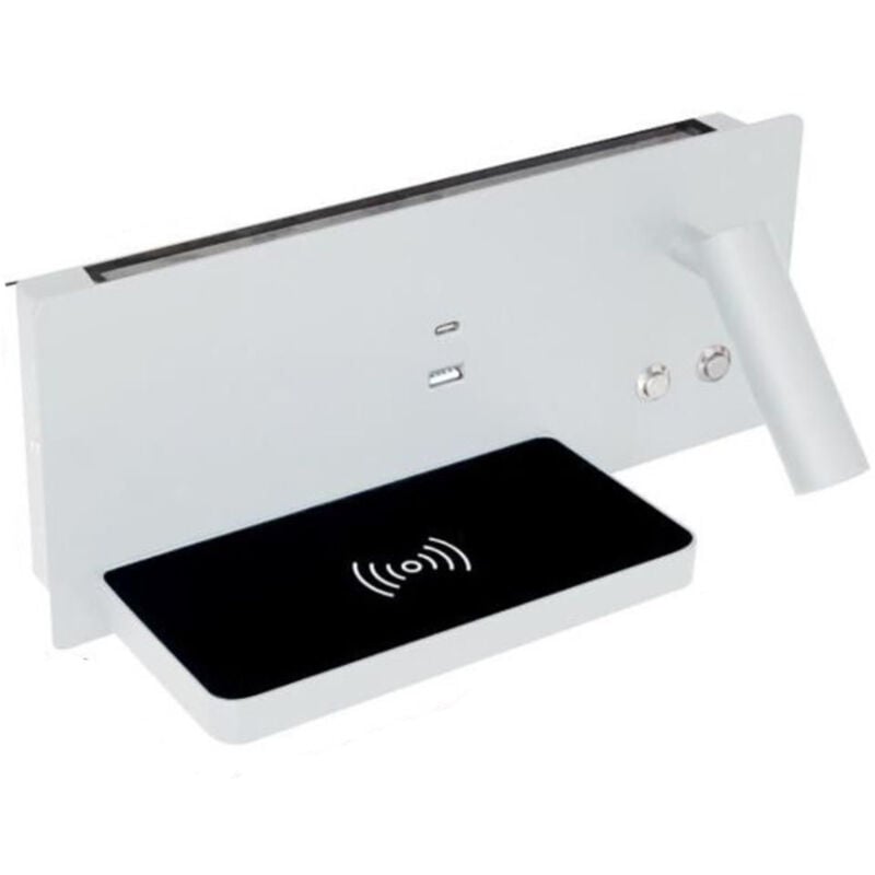 foto del prodotto applique lampada letto parete ricarica wireless bianca luce naturale fd 27b