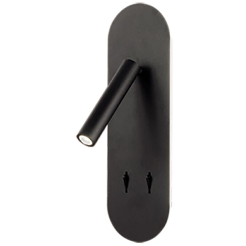 foto del prodotto applique led 10 cm in metallo nero retroilluminato con faretto orientabile plate