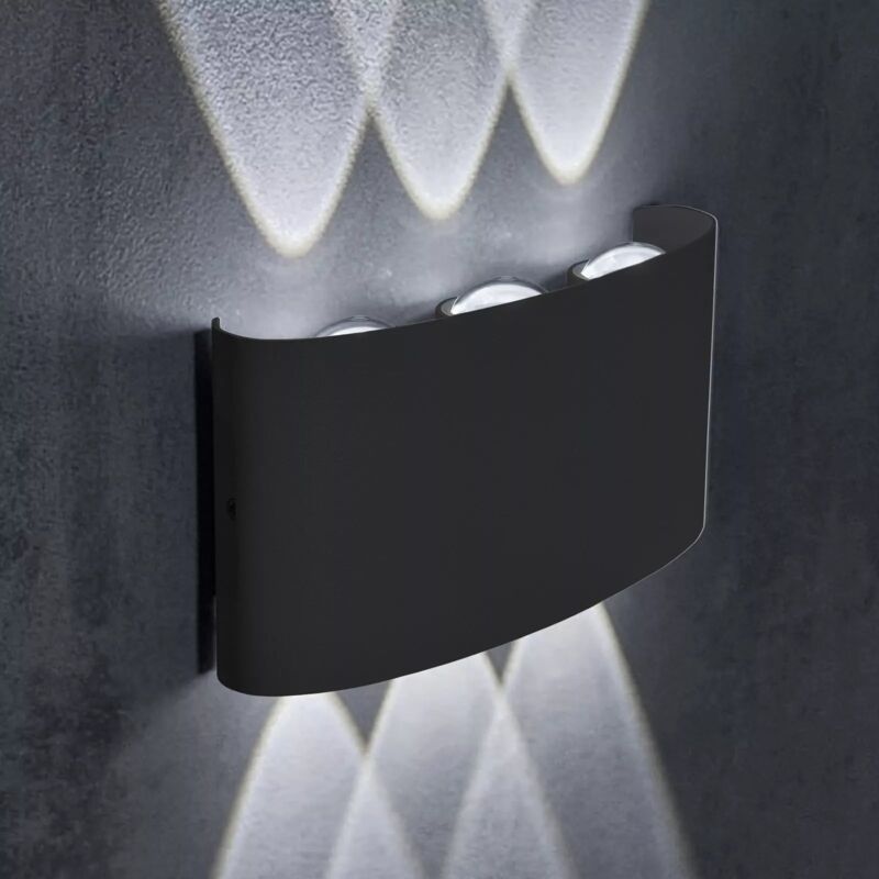 foto del prodotto applique led 16w con doppia luce, protezione ip65, montaggio facile a muro per esterni 6500k maka