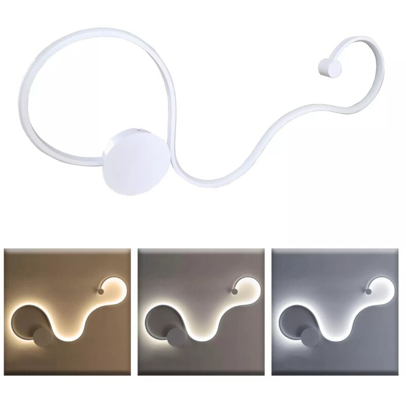 foto del prodotto applique led 20w curvo bianco, lampada moderna da parete regolabile 3000k 6500k maka