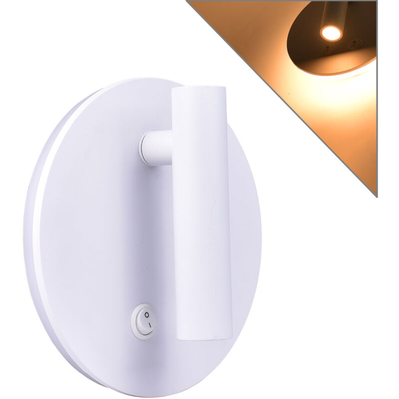 foto del prodotto applique led 8w per interni con doppia emissione luminosa a luce calda design moderno tondo in alluminio bianco ideale per pareti di casa corridoi