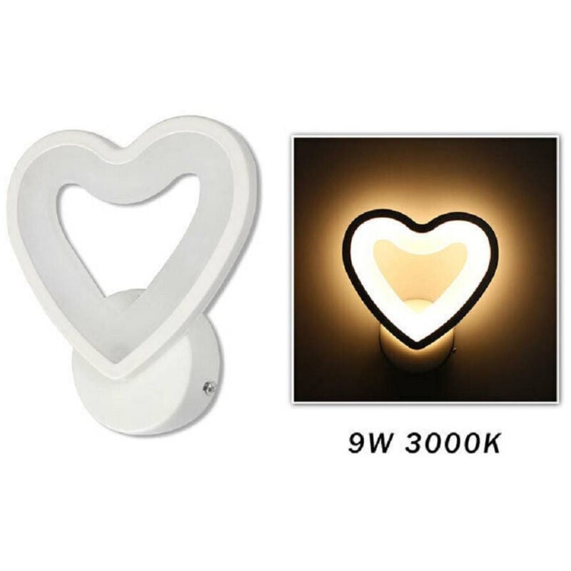 foto del prodotto applique led a cuore 6w lampada a parete lumetto luce fredda calda naturale e28 - -bianco caldo - - trade shop traesio