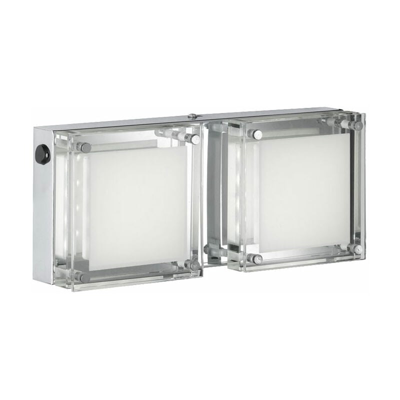 foto del prodotto applique led bianco caldo vetro trasparente cromo 2 fiamme wofi jette 4701.02.01.00000