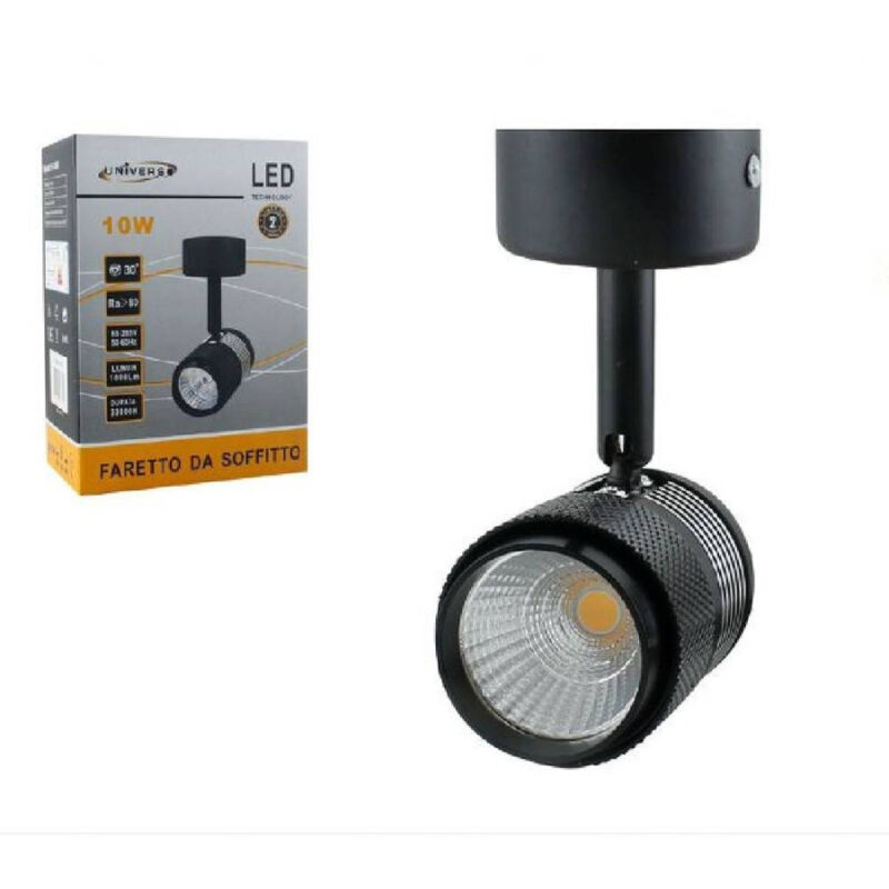 foto del prodotto applique led cob 10w lampada soffitto parete faretto staffa orientabile f10w 1h bianco caldo trade shop traesio