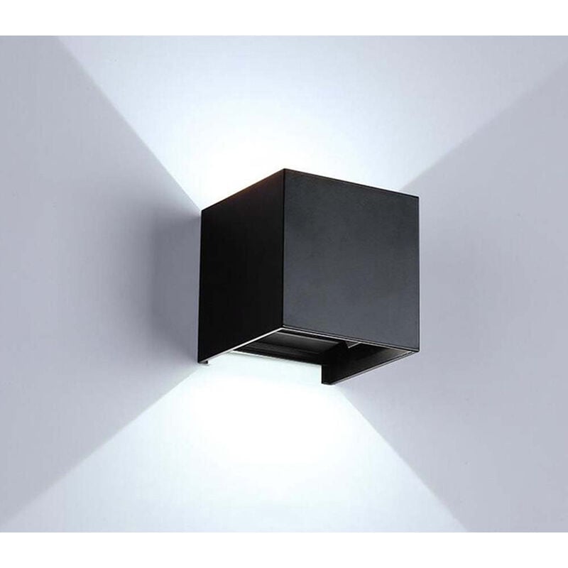 foto del prodotto applique led cob lampada parete 10w quadrato nero luce fredda interno esterno