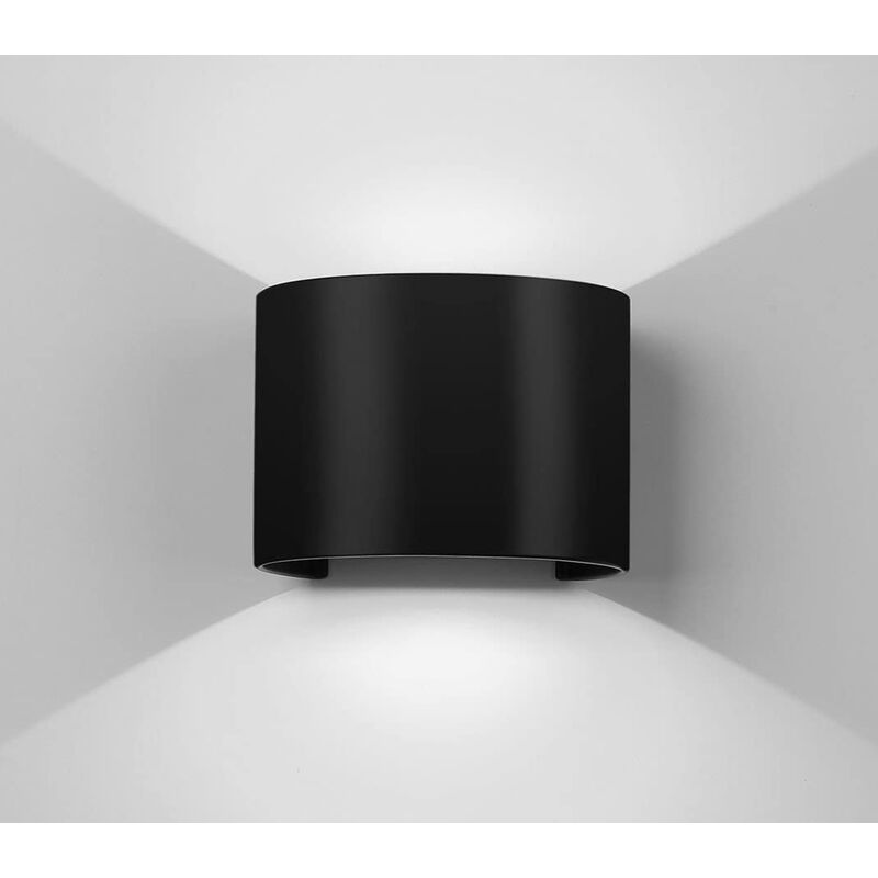 foto del prodotto applique led cob lampada parete 20w ovale nero luce fredda interno esterno f 19