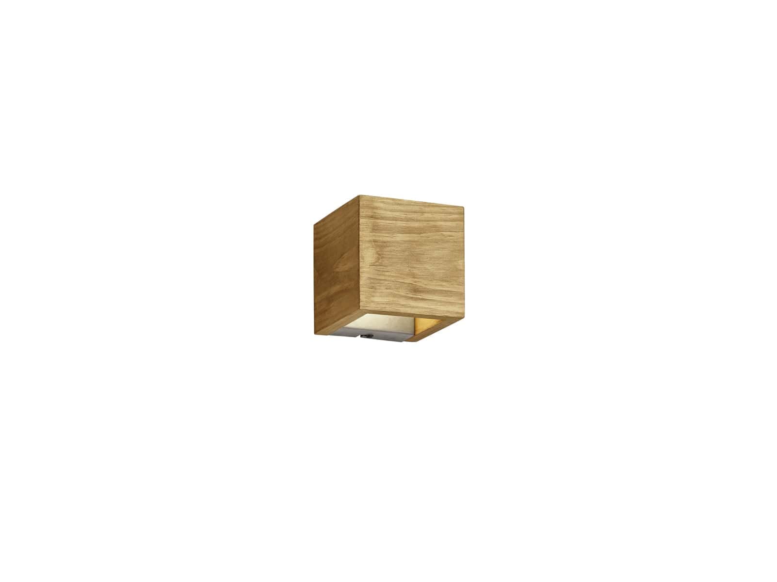 foto del prodotto applique led cubo bi emissione, legno, 11x11 cm, brad