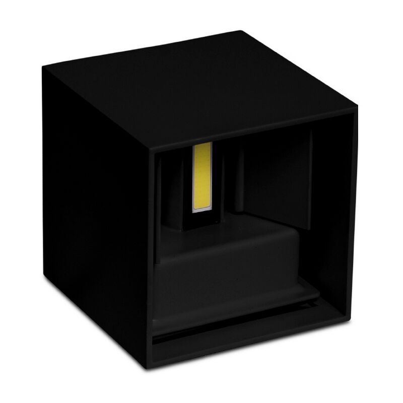 foto del prodotto applique led cubo da parete 6w doppia emissione nero ip65 bianco freddo 6000k wisdom