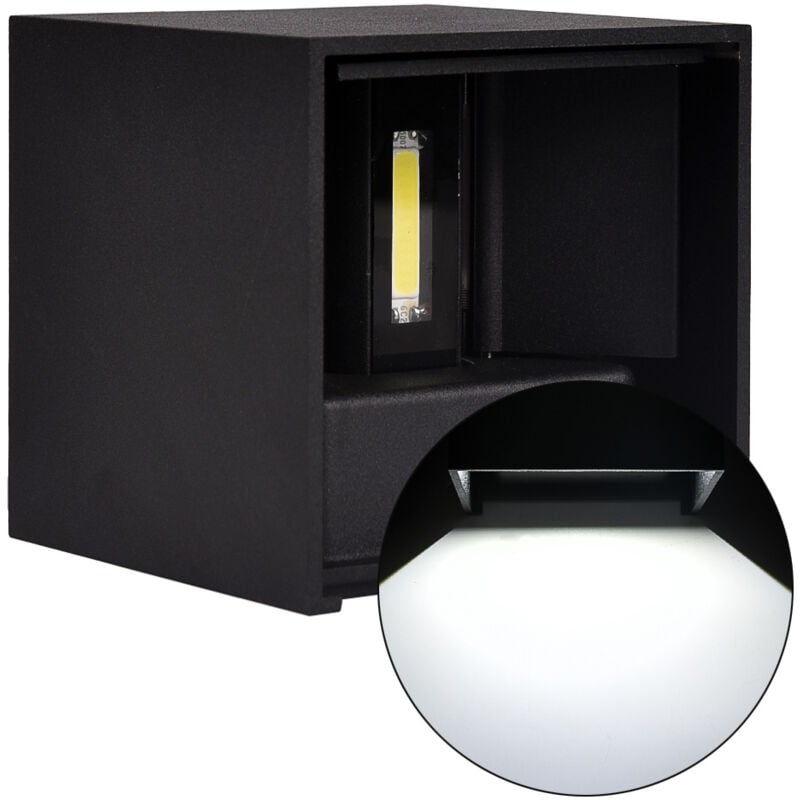 foto del prodotto applique led cubo nero 10w luce fredda 6500k con doppia emissione - design moderno ip65 per esterni