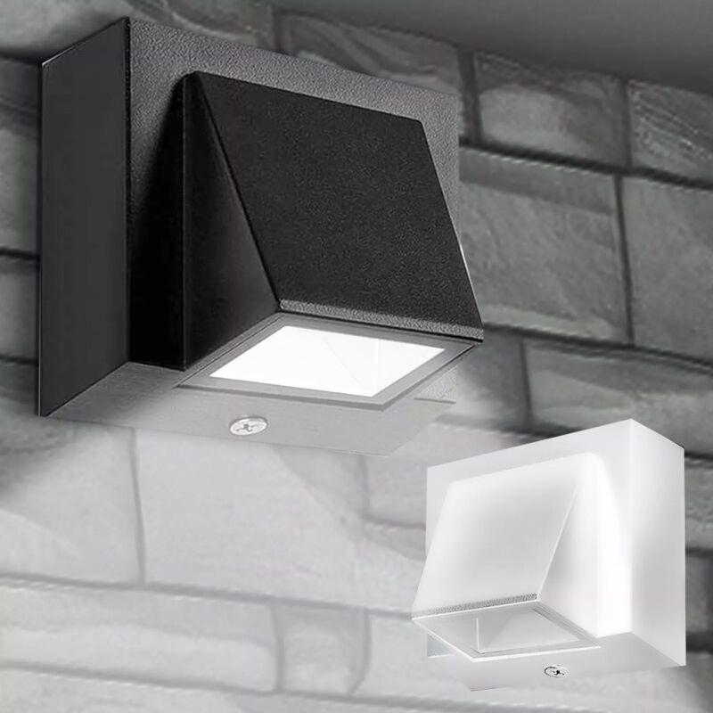 foto del prodotto applique led da esterno 5w segnapassi ip65 a parete muro, plafoniera per illuminazione sicura in ambienti esterni nero maka