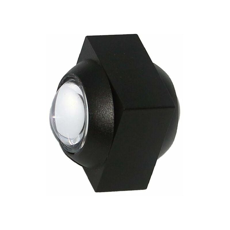 foto del prodotto applique led da muro 2w doppio fascio luminoso corpo nero 3000k ip54 v tac