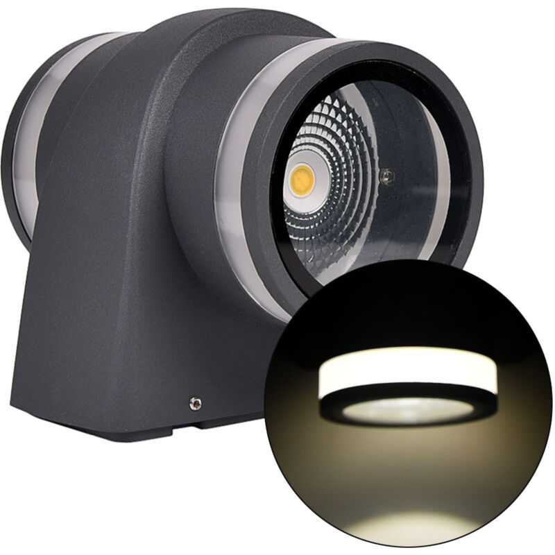 foto del prodotto applique led da parete 2x7w grigio con doppia emissione a luce naturale - design cilindrico e alta efficienza energetica per esterni