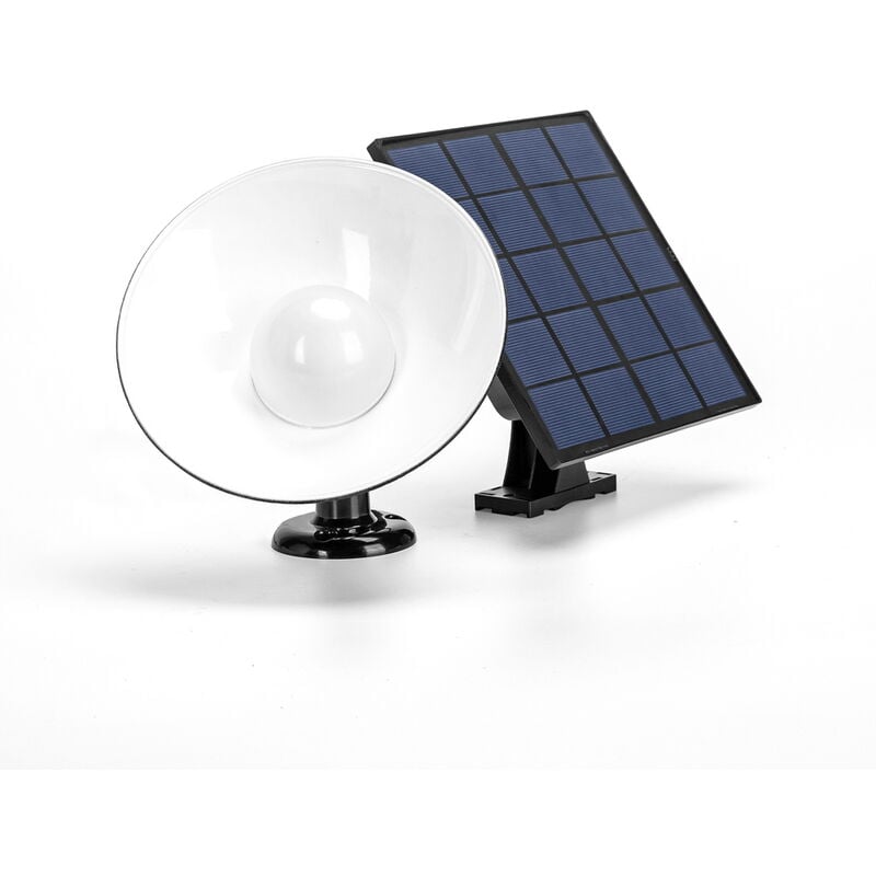 foto del prodotto applique led da parete 4w nero con pannello solare e sensore crepuscolare e di movimento ip65 dimmerabile temperatura colore regolabile con