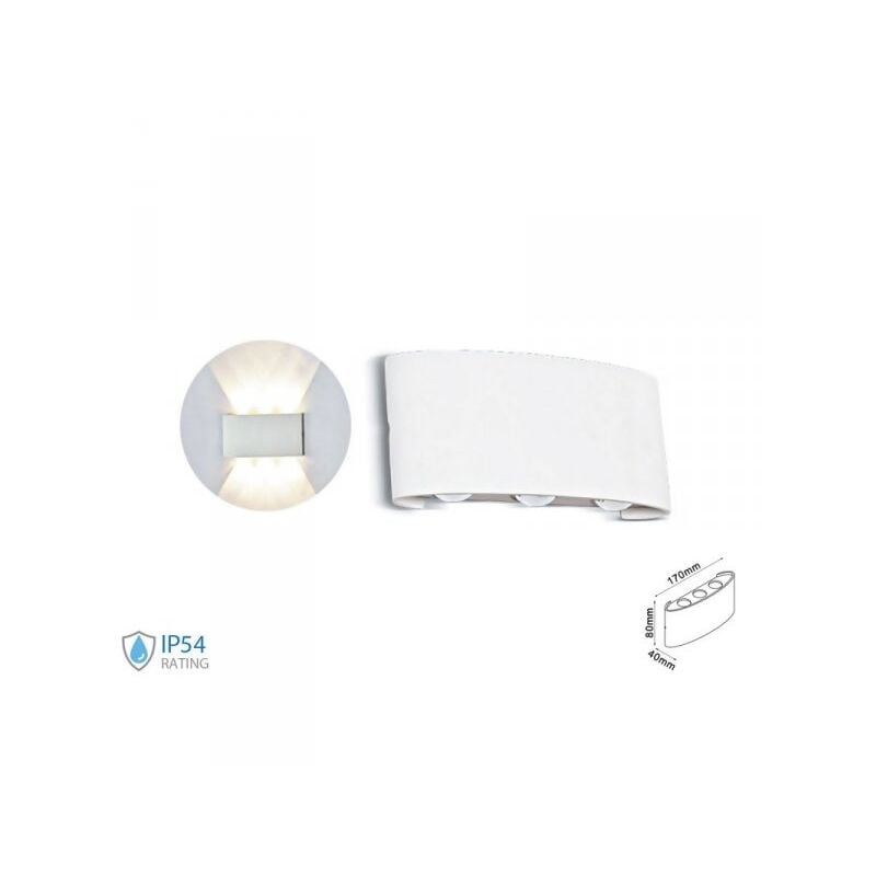 foto del prodotto applique led da parete 6w neutro 4000k carcassa bianca doppio illuminazione up down ip54 sku 218614