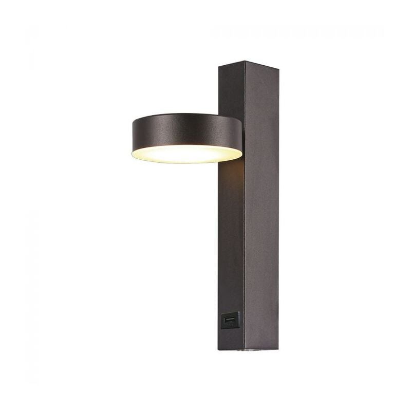 foto del prodotto applique led da parete 8w in metallo con porta usb design rotondo fascio luminoso regolabile 180 colore nero 3000k 23405 v tac