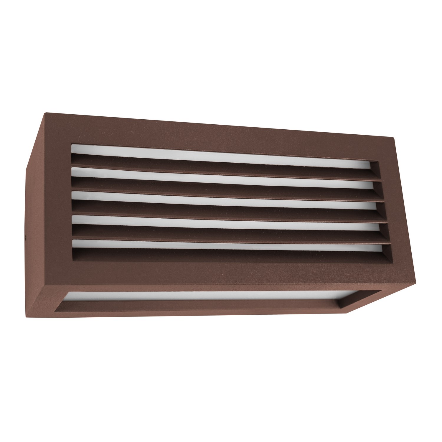 foto del prodotto applique led da parete a tre emissioni con griglia frontale colore corten mod. vigo 2