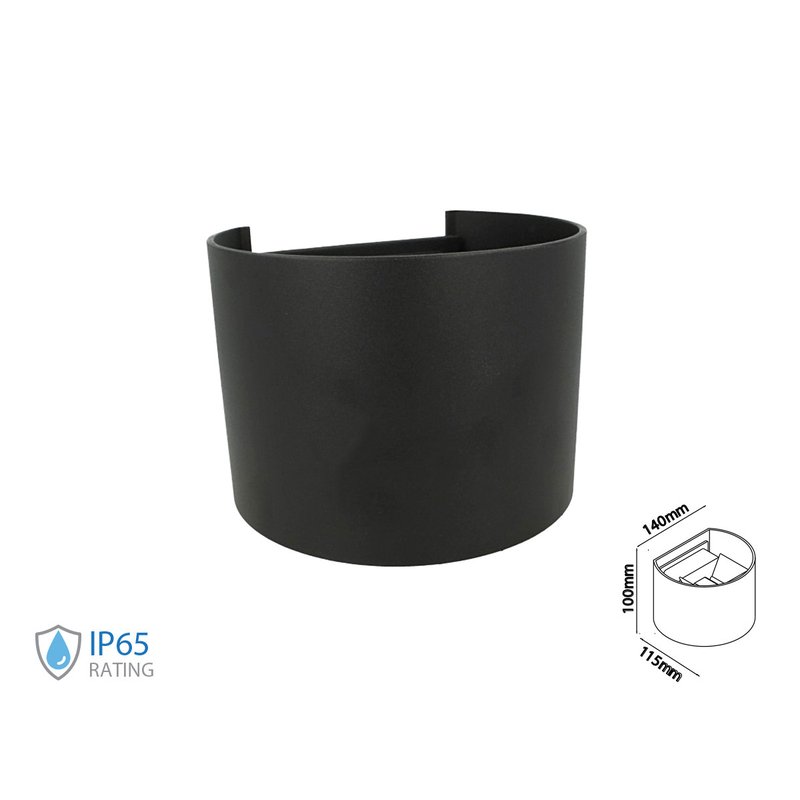 foto del prodotto applique led da parete bryana 6w 3000k carcassa nera circolare ip65 doppio illuminazione angolo regolabile sku-217081