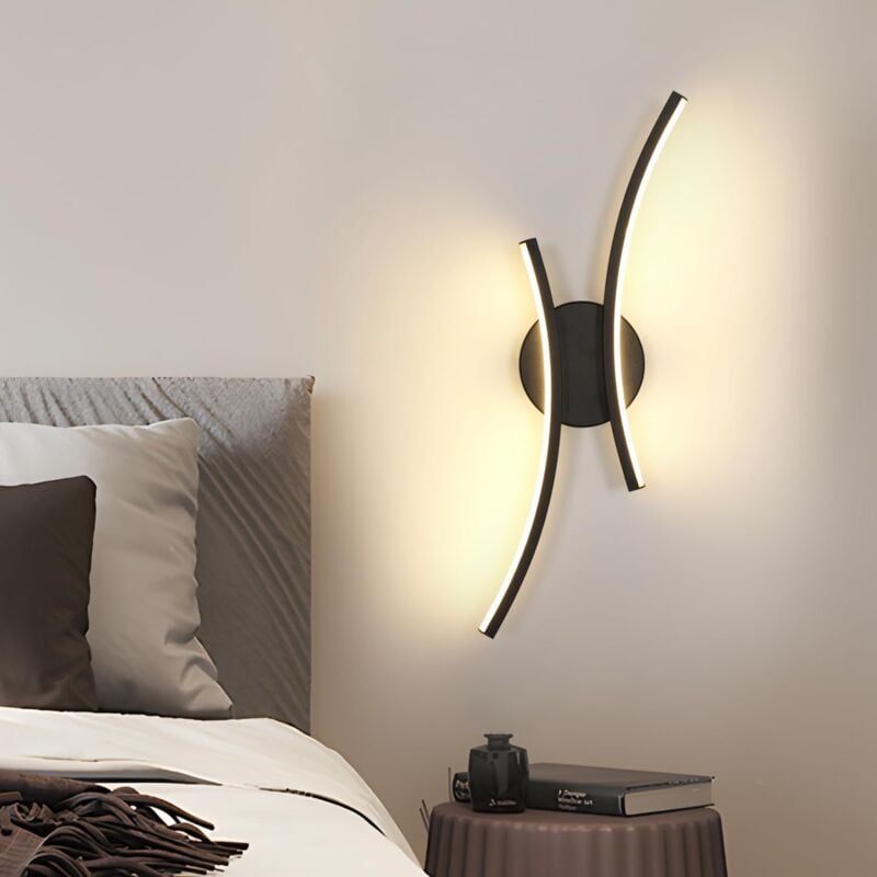 foto del prodotto applique led dal design moderno goeco nero, 44,5x10x5 cm, luce calda 3000k, 20w, ideale per arredamenti contemporanei