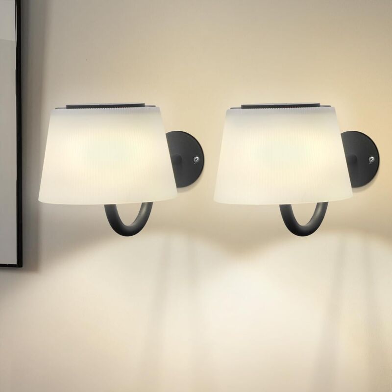 foto del prodotto applique led dimmerabile con batteria, confezione da 2 moderna lampada da parete wireless 3000k 6000k , interruttore touch, ricarica usb c, ip44