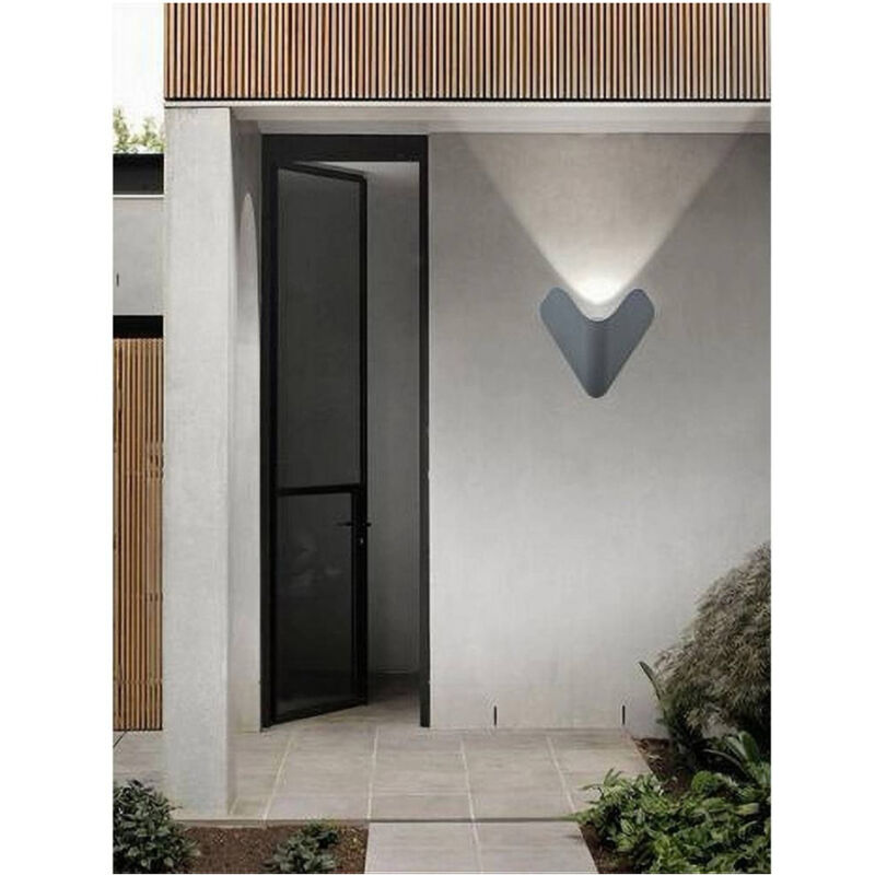 foto del prodotto applique led esterno parete 12w alluminio grigio luce fredda calda naturale es61 bianco freddo trade shop traesio
