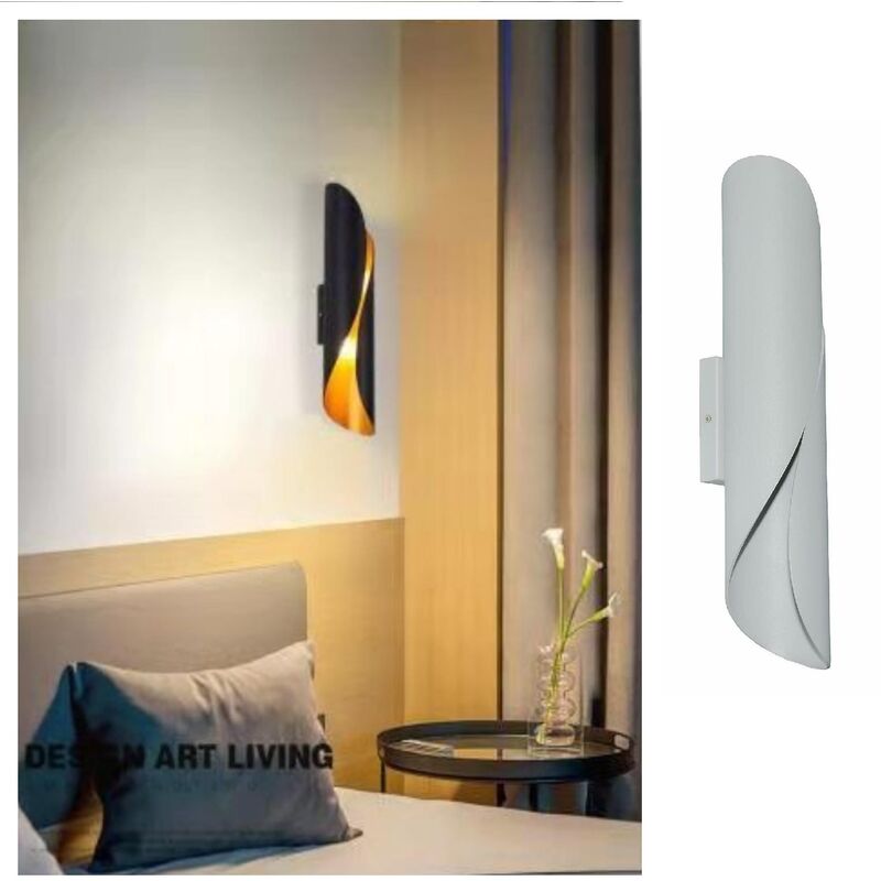 foto del prodotto applique led g9 lampada parete moderna doppio fascio camera salone nero bianco bianco