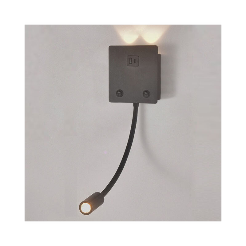 foto del prodotto applique led girevole con usb, lampada da parete per lettura e interruttore, adatta per camera da letto, hotel