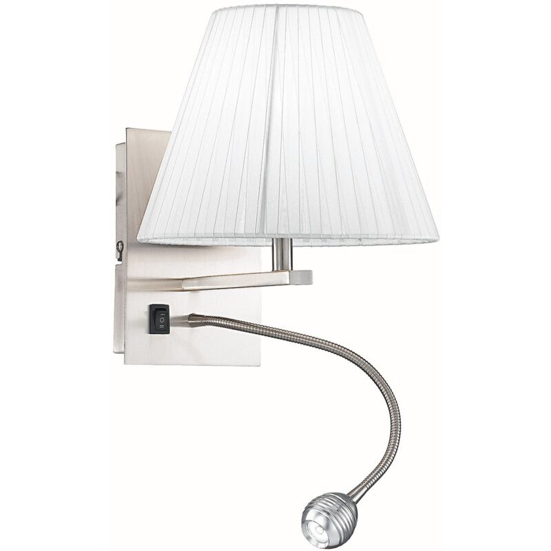 foto del prodotto applique led helly in tessuto bianco con braccio flessibile con attacco e14 