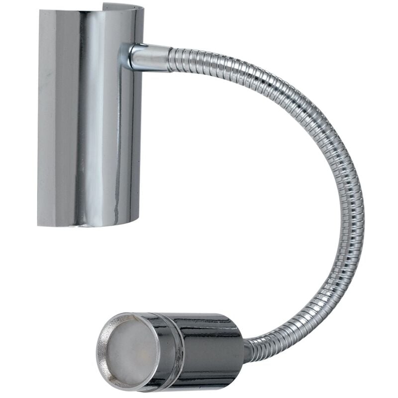 foto del prodotto applique led kepler in metallo cromato con braccio flessibile 3w luce calda 