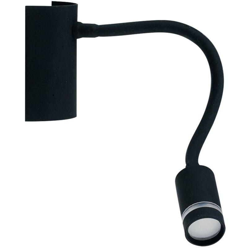 foto del prodotto applique led kepler in metallo nero con braccio flessibile 3w 3000k luce calda 