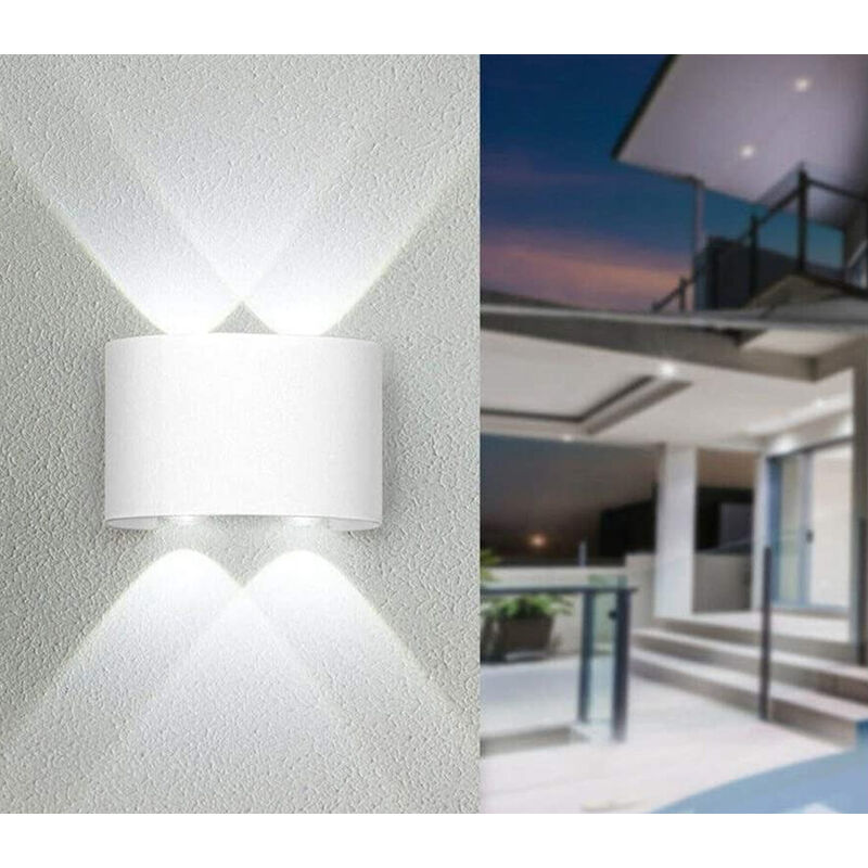 foto del prodotto applique led lampada da parete ovale bianca 12w luce fredda esterno fd 10