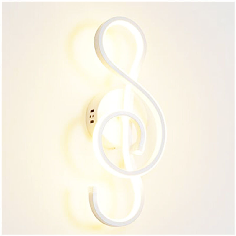 foto del prodotto applique led lampada interno bianco 14w nota musicale minimal luce naturale s090