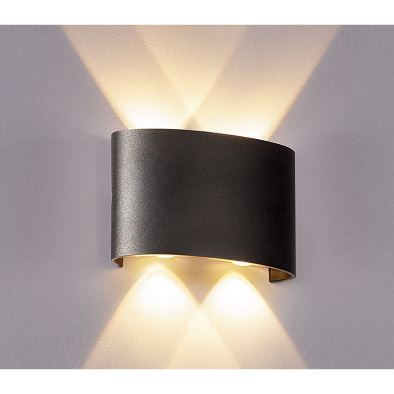foto del prodotto applique led lampada parete 12w ovale nero doppia luce calda esterno interno d10