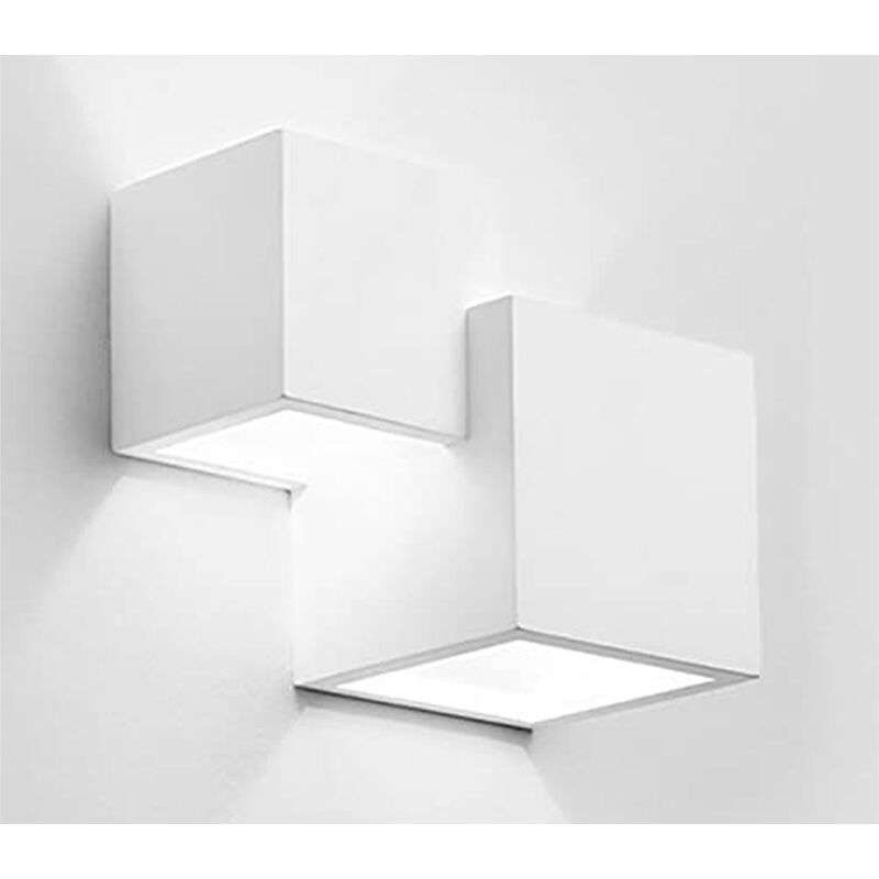 foto del prodotto applique led lampada parete gesso moderno doppio quadrato cubo verniciabile 5042