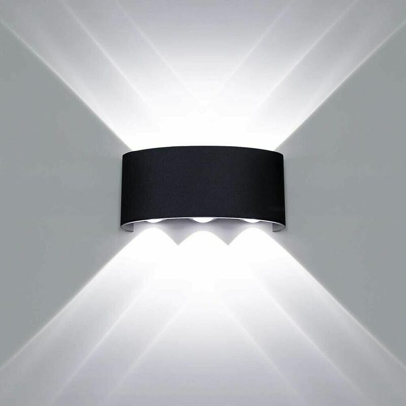 foto del prodotto applique led luce bianca 6500k lampada 16 w 6 cob da parete esterno interno nero
