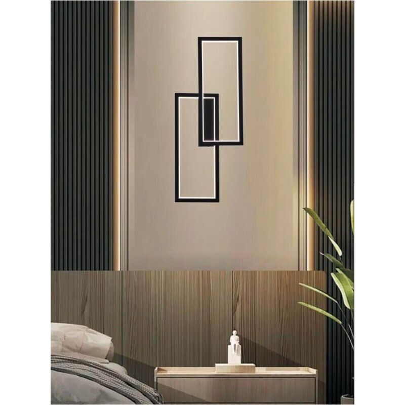 foto del prodotto applique led luce bianca calda naturale lampada da parete rettangolare 32 w nero