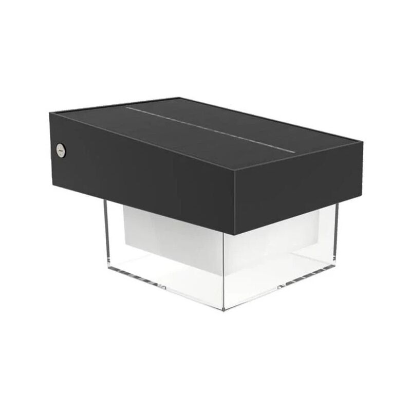 foto del prodotto applique led luce bianca faro con pannello solare sensore crepuscolare esterno