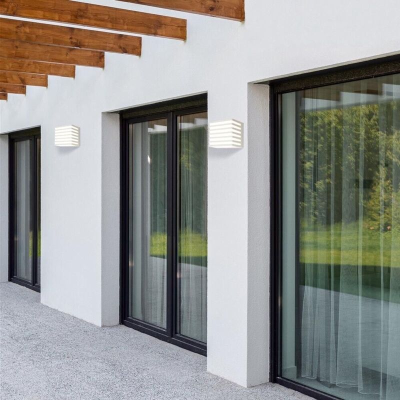 foto del prodotto applique led luce bianca lampada a parete 10w interno esterno cubo bianco