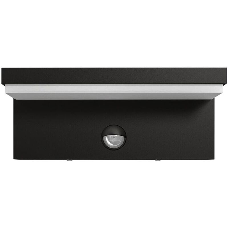 foto del prodotto applique led luce calda 10w lampada con sensore rileva movimento ir nero ip54