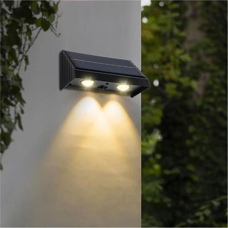 foto del prodotto applique led luce calda 3 watt pannello solare 5v lampada da parete esterno ip65